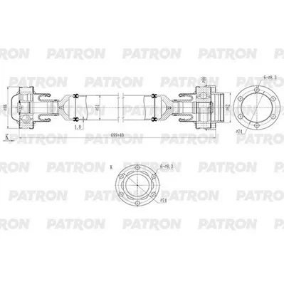 Вал карданный SUZUKI: Grand Vitara 2005-2015, Escudo 2005-2011 PATRON PKR021
