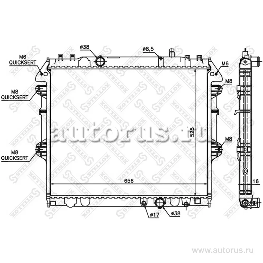 Радиатор системы охлаждения МКПП Toyota HiLux 2.5TD 05>/3.0TD 06> STELLOX 10-26341-SX