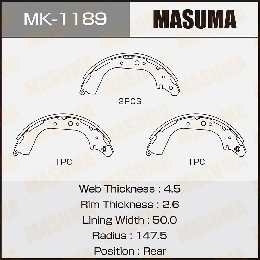 Колодки барабанные NISSAN CARAVAN MASUMA MK-1189