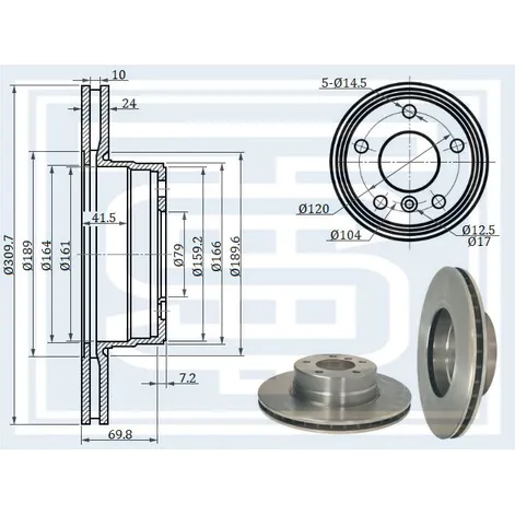 Диск тормозной BMW E60/E61 передний STARKE 171-924