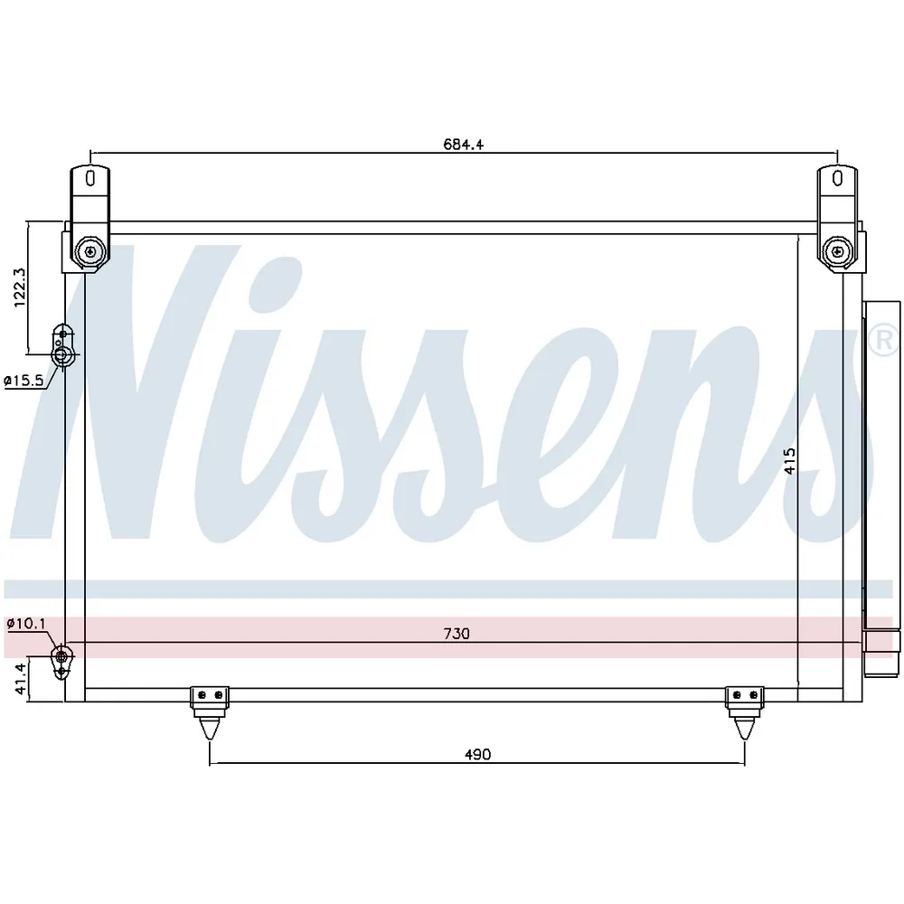 Конденсер TOYOTA HIGHLANDER / KLUGER (XU20) 2.4/3.0/3.3i AT 11/00- 940566 NISSENS 940566