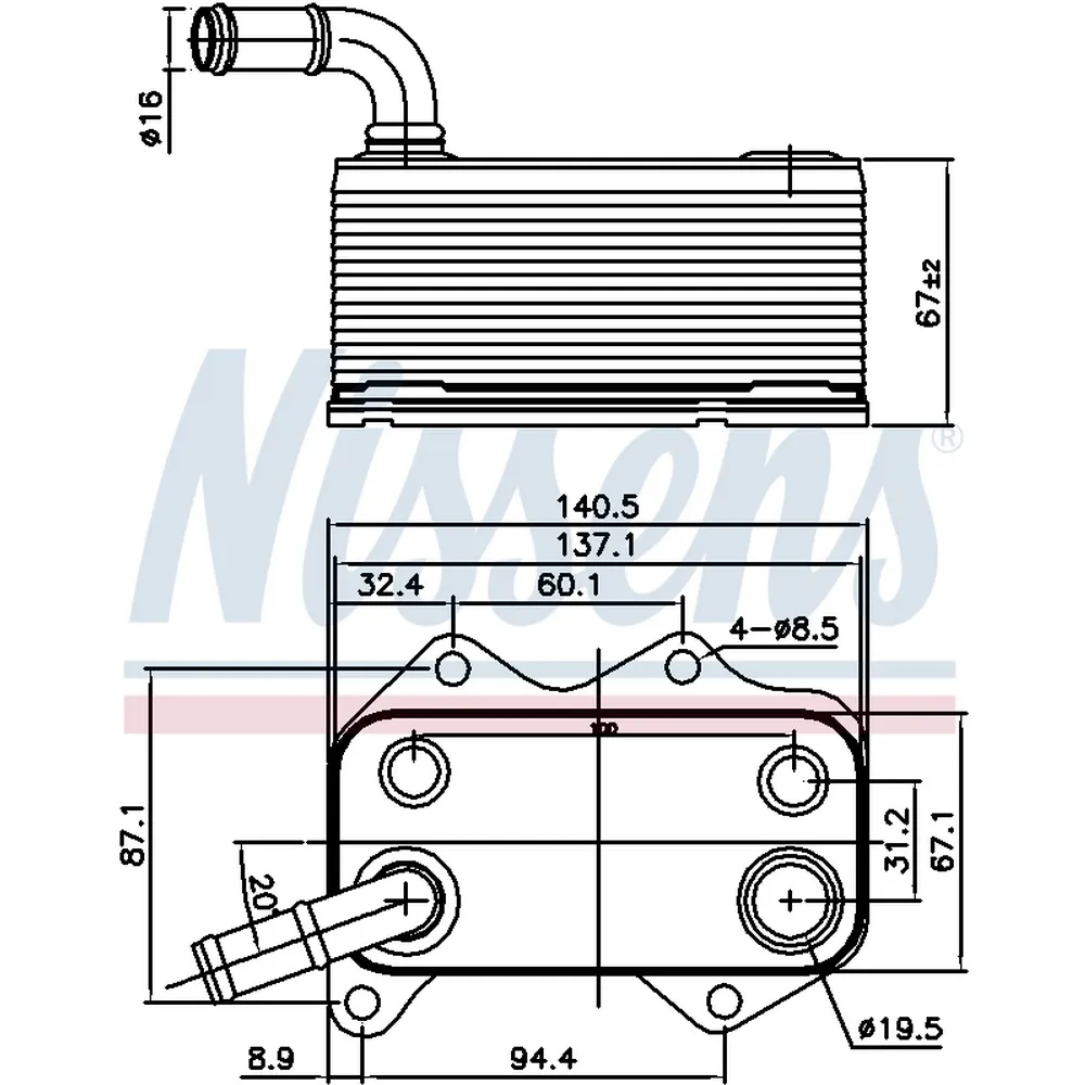 Радиатор масляный VW/Audi/Skoda/Seat 2.0 TFSI/FSI 04- NISSENS 90660