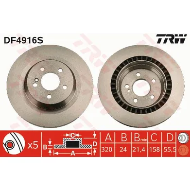 Диск тормозной задний MB S-CLASS C216/W221/W/V/X/222 SL-R230 TRW DF4916S