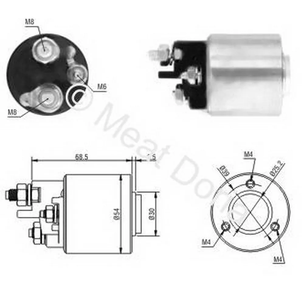 реле втягивающее Citroen Berlingo/Evasion/Xantia/XM/ZX, Fiat Ducato, Peugeot 205 96 MEAT & DORIA 46113