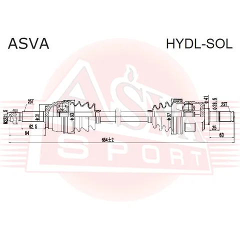 Привод передний левый 27x683x30 ASVA HYDLSOL