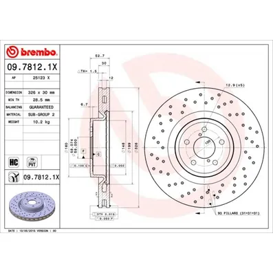 Диск перфорированный Brembo Xtra 09.7812.1X BREMBO 0978121X