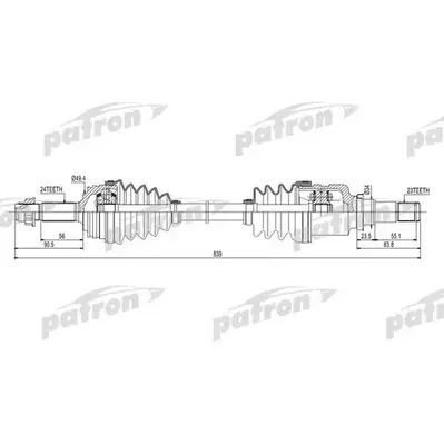 Полуось передняя правая 24x841x49.4x23 CITROEN: C1 05- \ P PATRON PDS0260