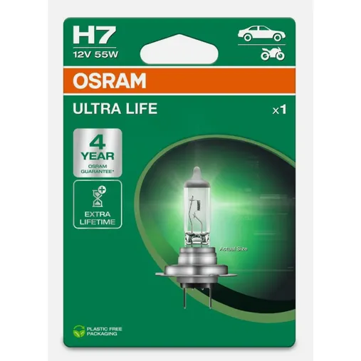 Автомобильная галогенная лампа OSRAM H7 12V 55W PX26d ULTRA LIFE 64210ULT-1BL