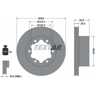 Диск тормозной задний с покрытием PRO MERCEDES-BENZ/ VW TEXTAR 93143403