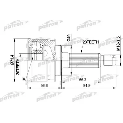 ШРУС наружн к-кт 23x49x20 SUZUKI: ALTO III 94-02 PATRON PCV1361