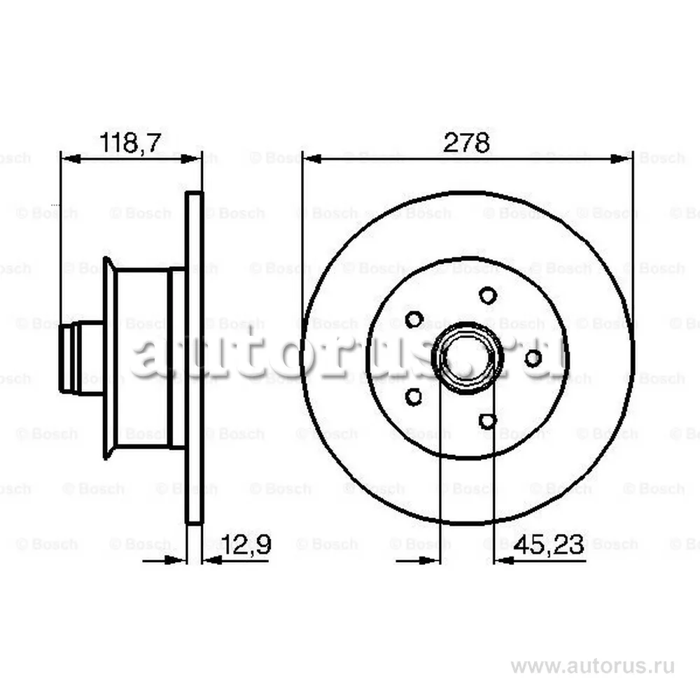 Диск тормозной VW TRANSPORTER III c бортовой платформой/ходовая часть 79-92, TRANSPORTER III автобус BOSCH 0986478136
