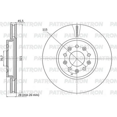 Диск тормозной передний CHEVROLET MALIBU 16-21 / EQUINOX 18-21 / OPE PATRON PBD1244