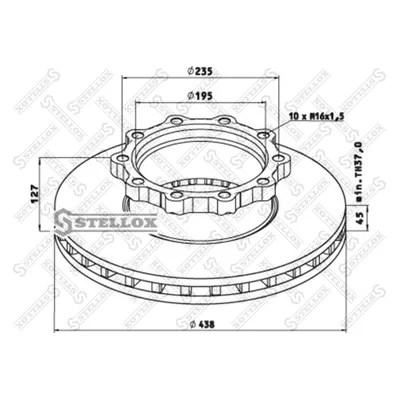 Диск тормозной 438X235X127/45 10N Dотв1 438X235X127/45 STELLOX 8500793_SX