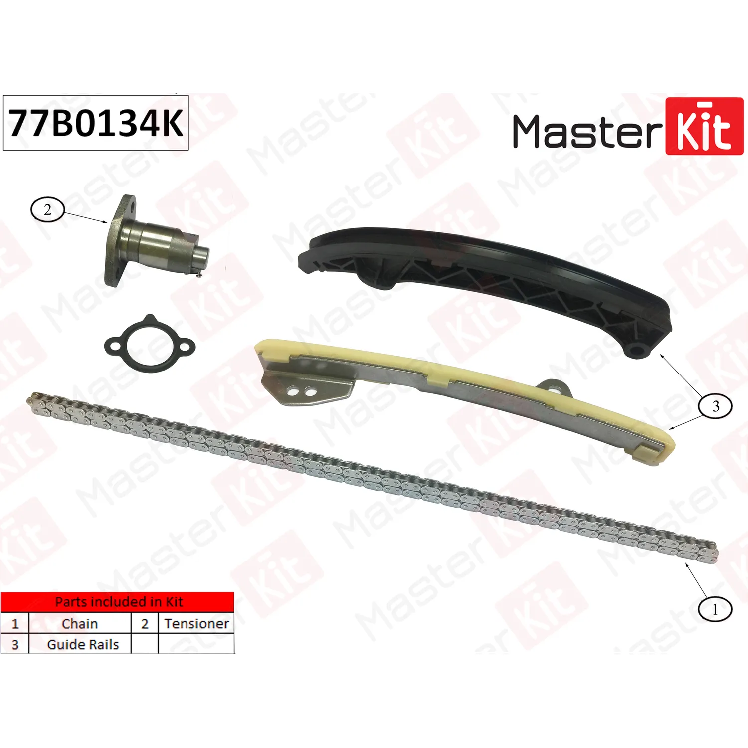 Комплект цепи ГРМ (без звездочек) Toyota/Lexus Rav-4/Avensis/NX 3ZR-FAE/3ZR-FE 09- MASTERKIT 77B0134K