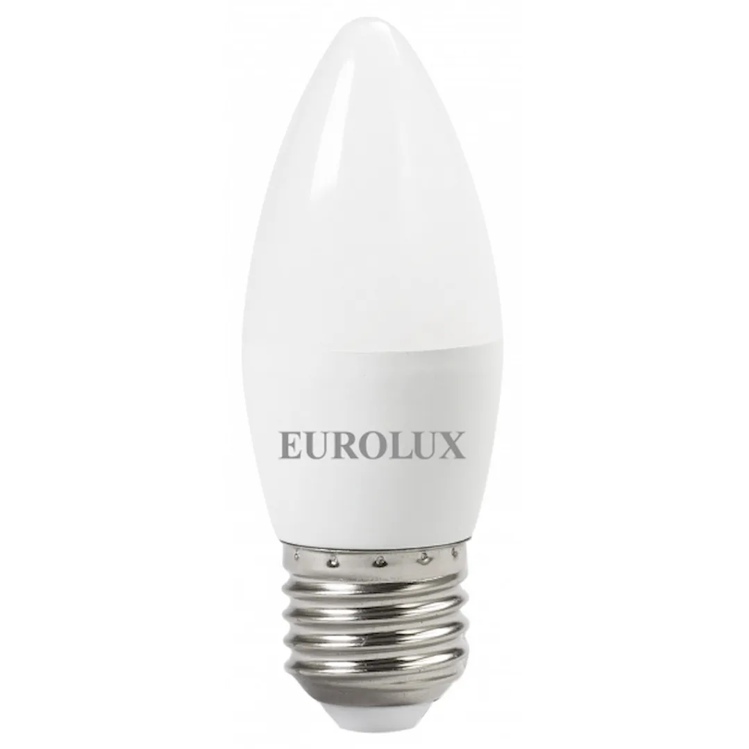 Лампа светодиодная LL-E-C37-6W-230-2,7K-E27 (свеча, 6Вт, тепл., Е27) Eurolux 76/2/9