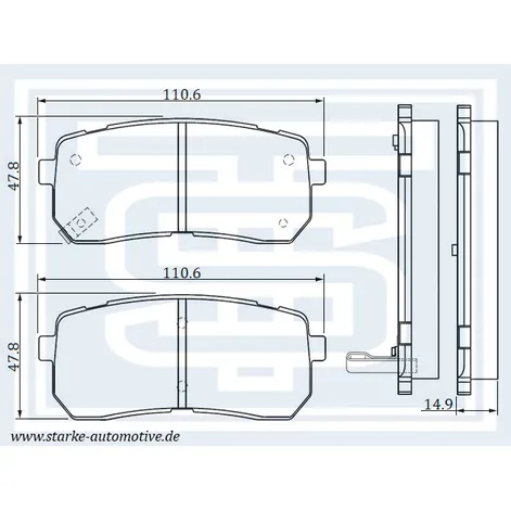 Колодки тормозные HYUNDAI H-1 задние STARKE 178547
