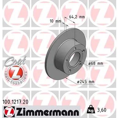 Диск тормозной ZIMMERMANN 100121720