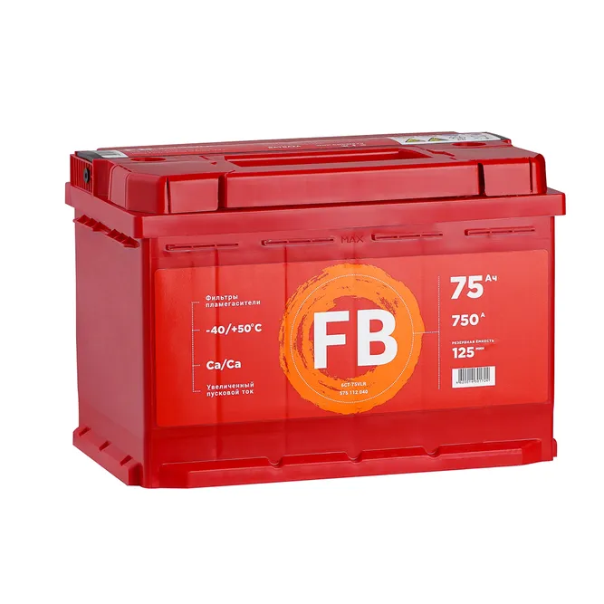 Аккумулятор FB Standart 75 А/ч обратный R+ 277x175x190 L3 EN 750 А