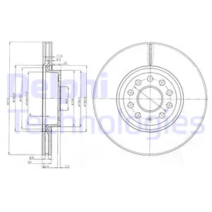 Диск тормозной передний VAG+SKODA ALL 03-> /VENT D=312MM DELPHI BG3953C
