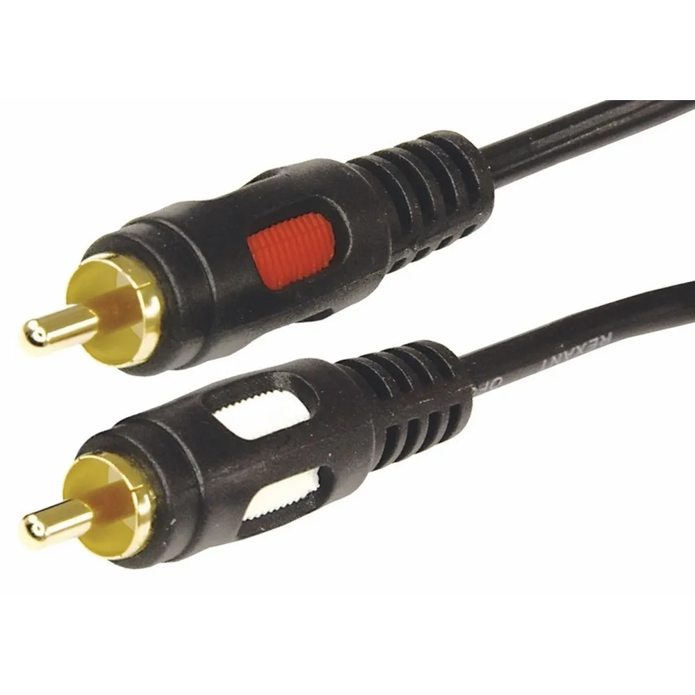 Шнур 2 RCA - 2 RCA, 1,5м, черный, Gold REXANT 17-0143