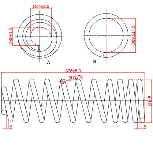 Пружина задней подвески VW Passat B3, B4, L375-D115-t12,75 ZIKMAR Z48100R