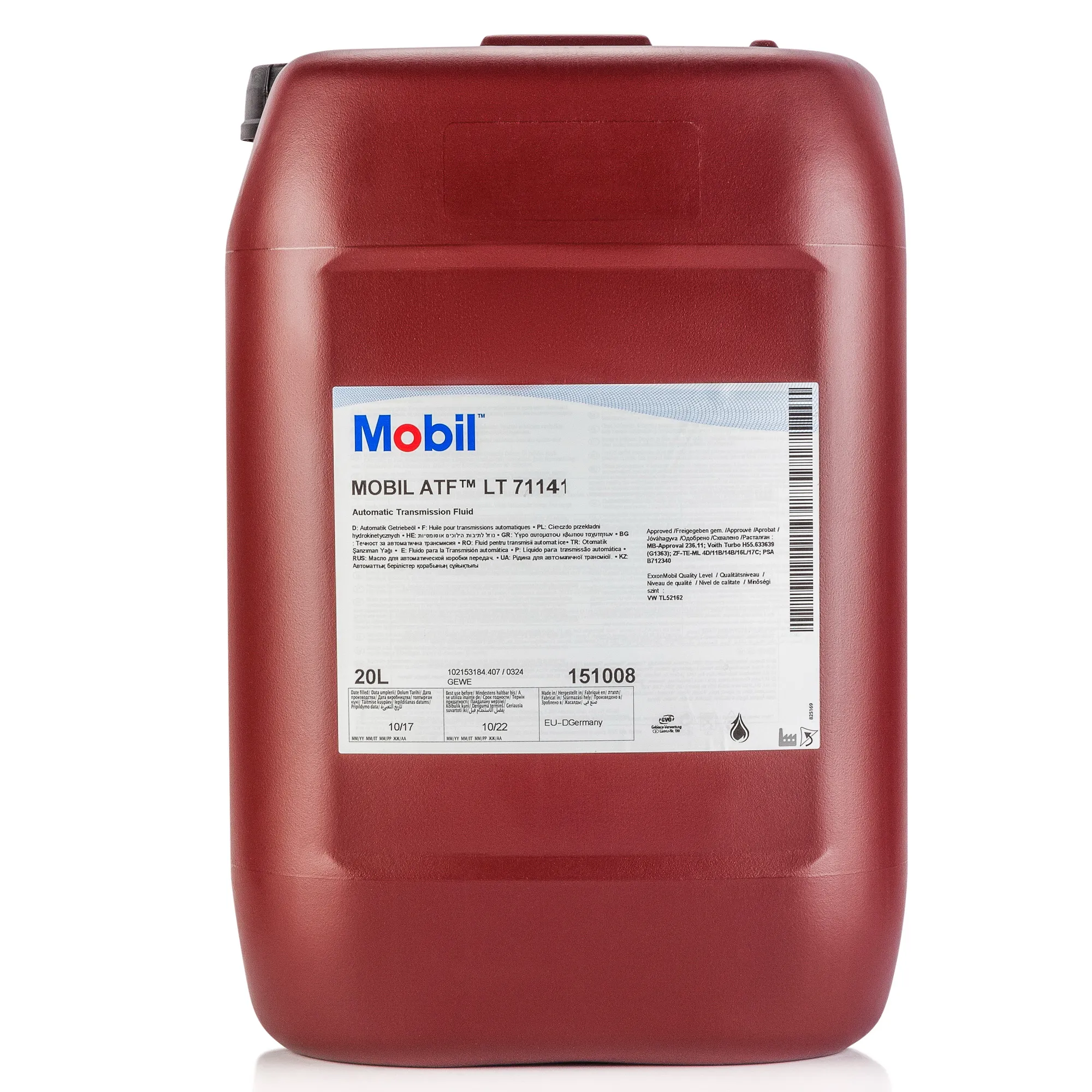 Масло трансмиссионное MOBIL ATF LT 71141 минеральное 20 л 151008