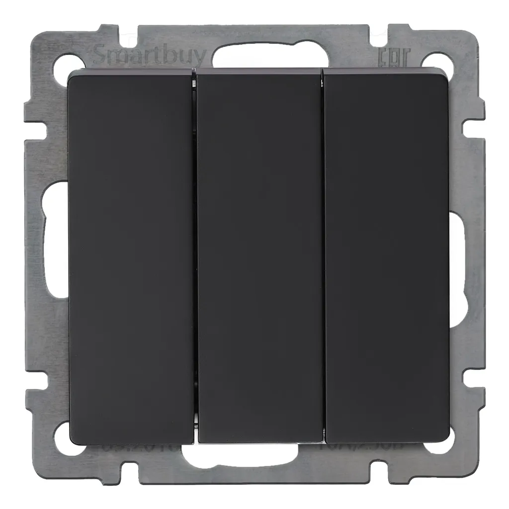 Выключатель 3-клавишный 10а черный нептун SMARTBUY SBE-05B-10-SW3-0