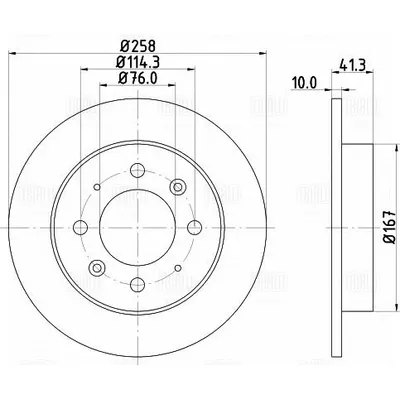 Диск тормозной задний для а/м KIA CERATO (04-)/SPECTRA (04-) D=258 TRIALLI DF 073302