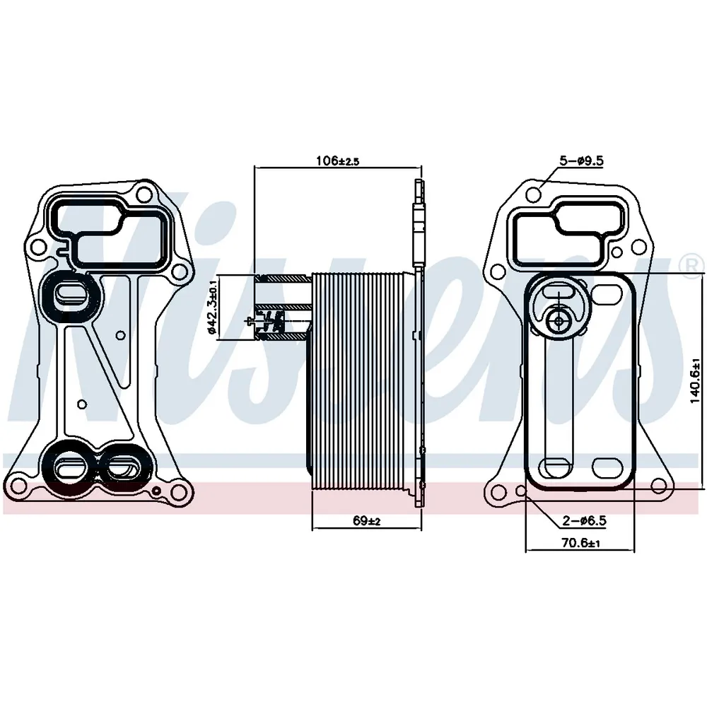 Радиатор масляный BMW E90/E91/F10/F07/F11/F01/F02/F03/F04/E70 08- NISSENS 90901