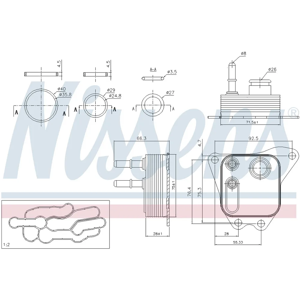 Охладитель масла citroen c5 (rd, td) (08-) 2.7 hdi NISSENS 91122