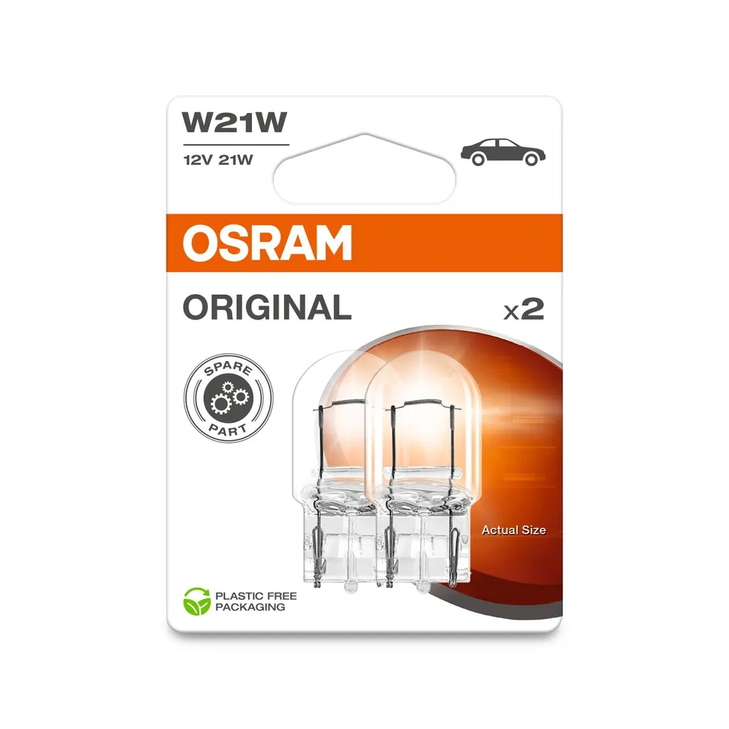 Автомобильная лампа OSRAM W21W 12V 21W 460lm W3x16d 3200К ORIGINAL LINE (комплект 2 шт) 7505-2BL