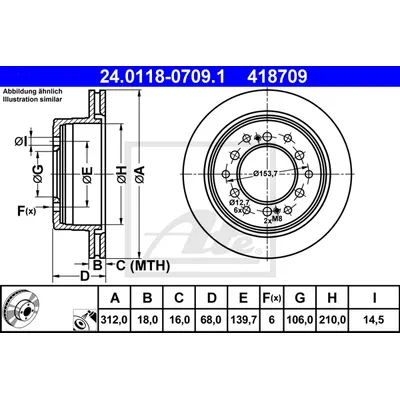 Диск тормозной задний TOYOTA LAND CRUISER 120 ATE 24.0118-0709.1