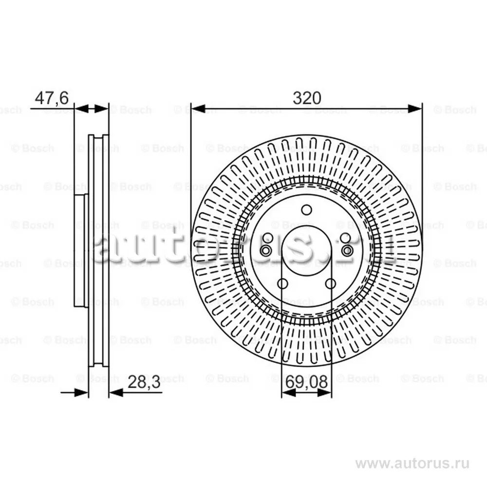 Диск тормозной передний BOSCH 0 986 479 A21