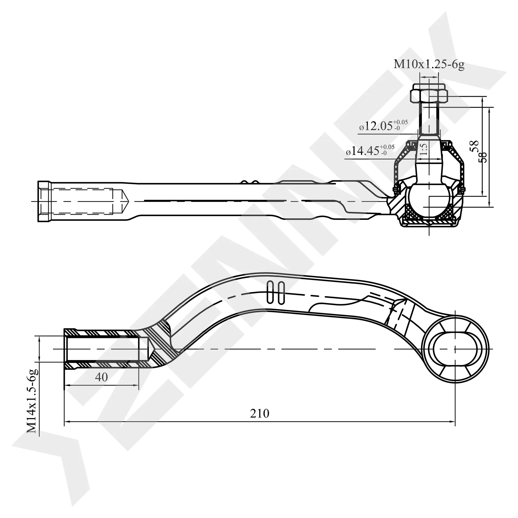 Наконечник рулевой правый RENAULT LAGUNA 01-07, TRAFIC 01 ZENNEK DTE0059