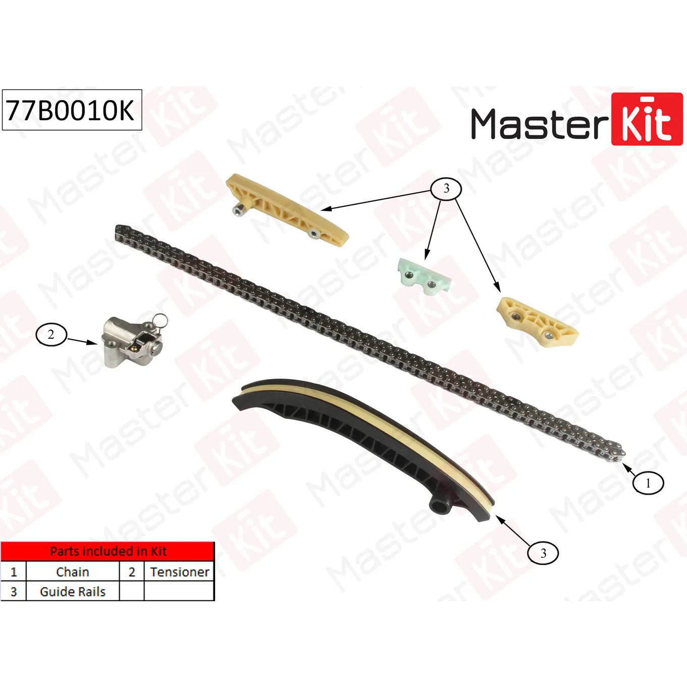 Комплект цепи ГРМ (без звездочек) FORD Transit 2.4Di 06-12 MASTERKIT 77B0010K
