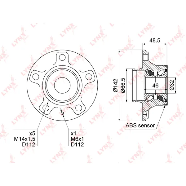 Ступица задняя в сборе L=R AUDI A4/A5/A6 07-> LYNXauto WH-1004