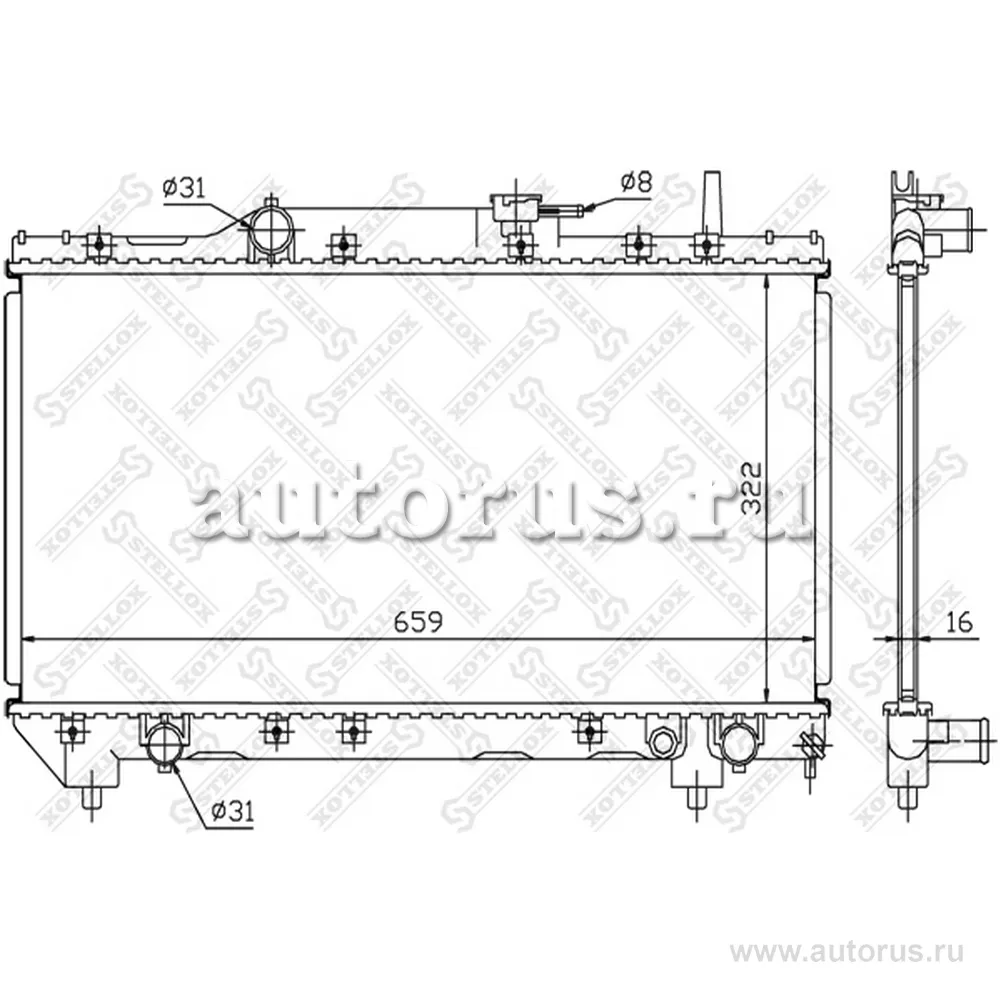 Радиатор системы охлаждения Toyota Carina 1.6i/1.8i 16V 92-98 STELLOX 10-25061-SX