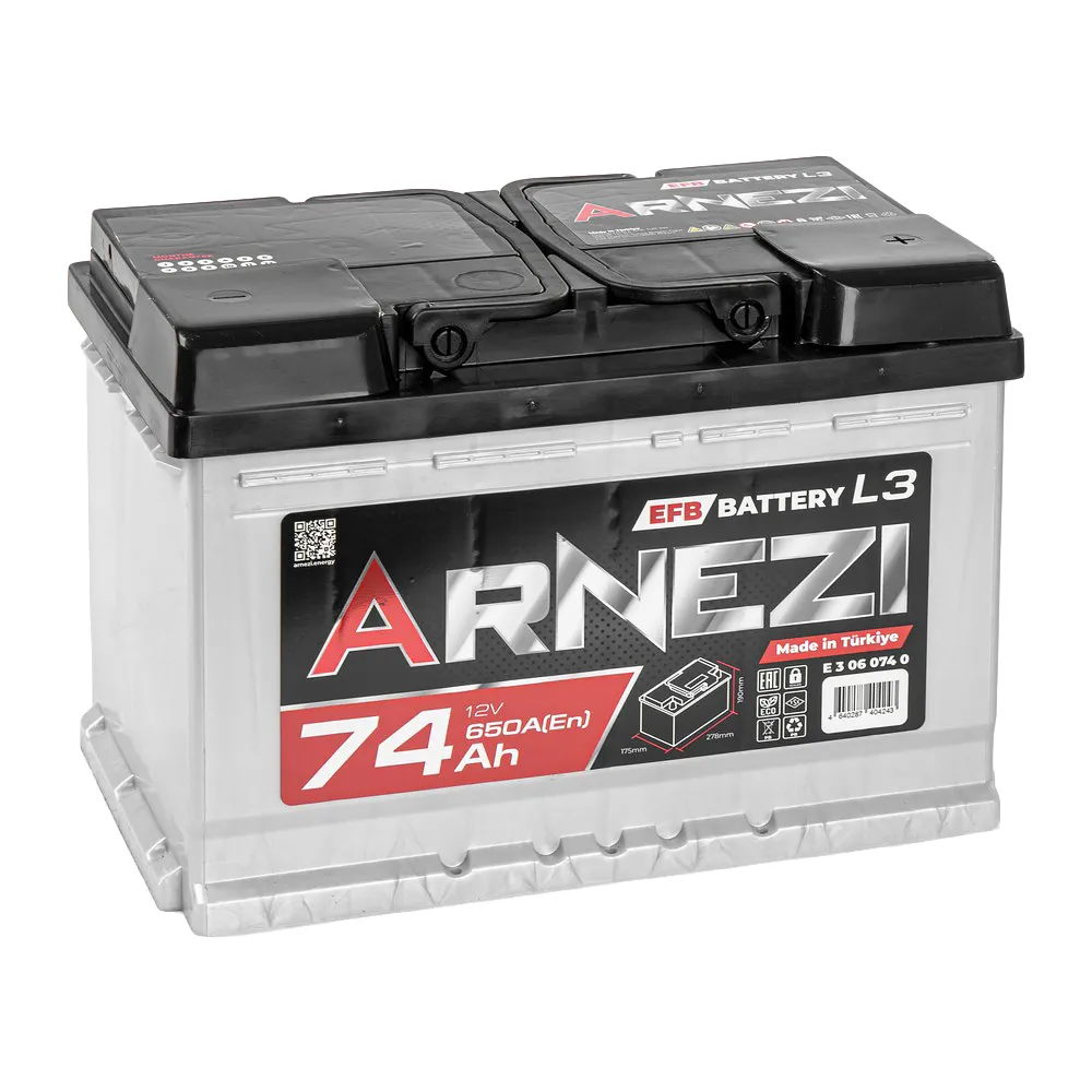 Аккумулятор ARNEZI EFB Start-stop 74 А/ч обратный R+ 278x175x190 L3 EN 650 А