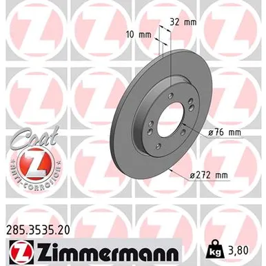 Диск тормозной задний KIA XCEED 19 ZIMMERMANN 285353520