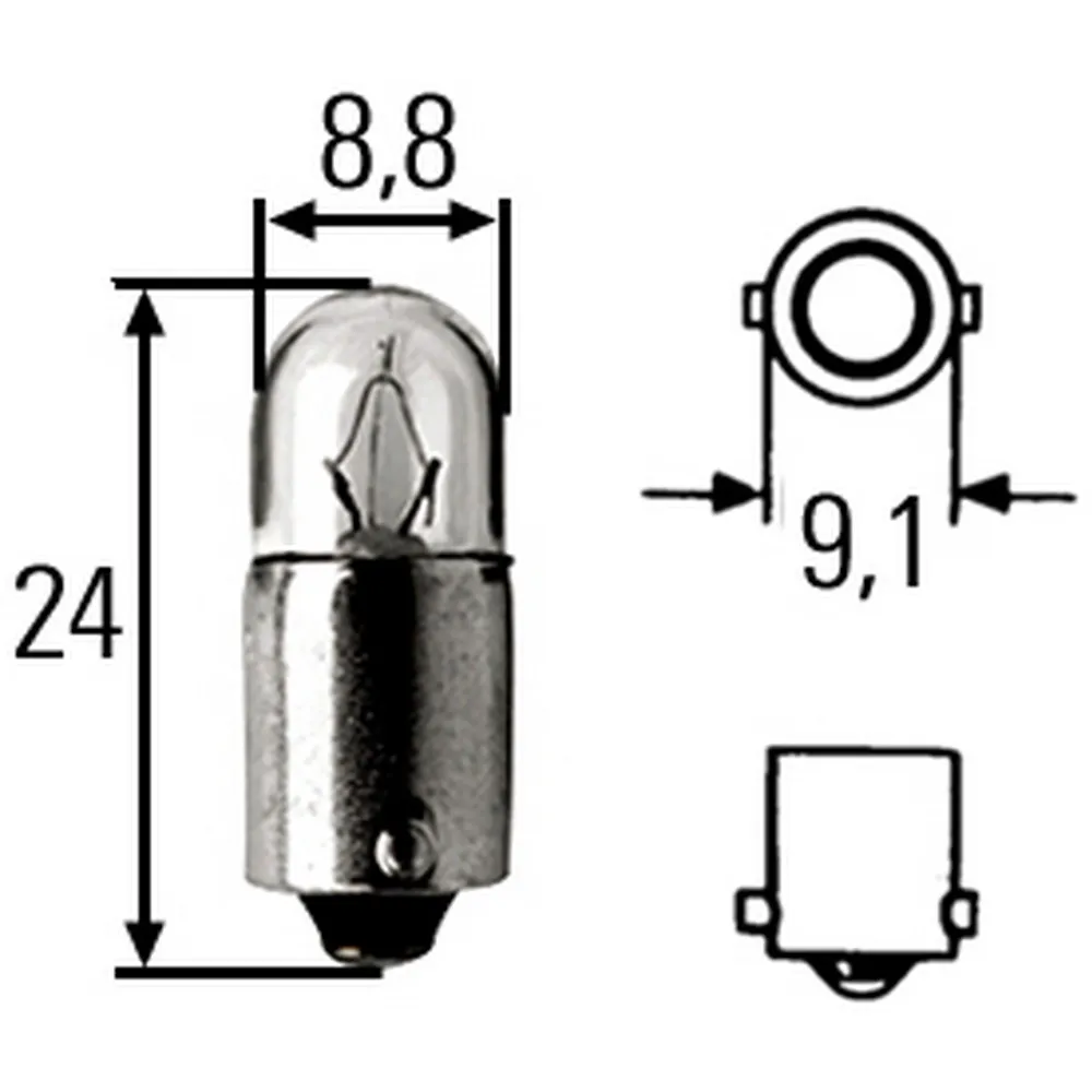 Лампа 24V W2W 2W BA9s HELLA 1 шт. картон 8GP 002 068-241