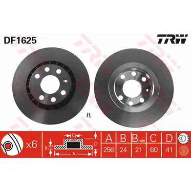 Диск тормозной передний 14 TRW DF1625