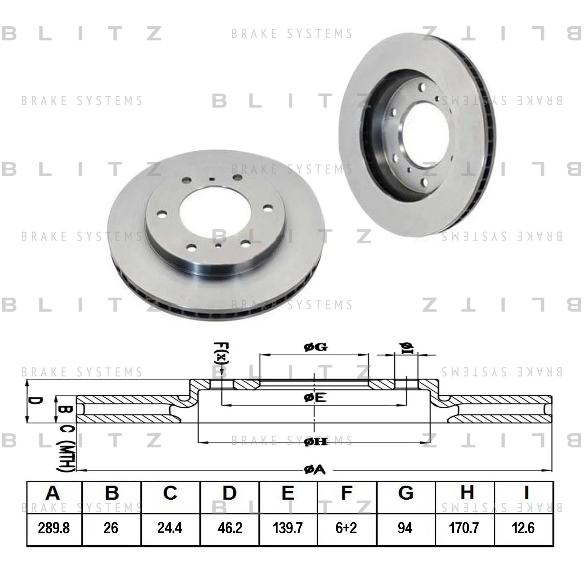 Диск тормозной передний вентилируемый MITSUBISHI PAJERO 00-> BLITZ BS0169