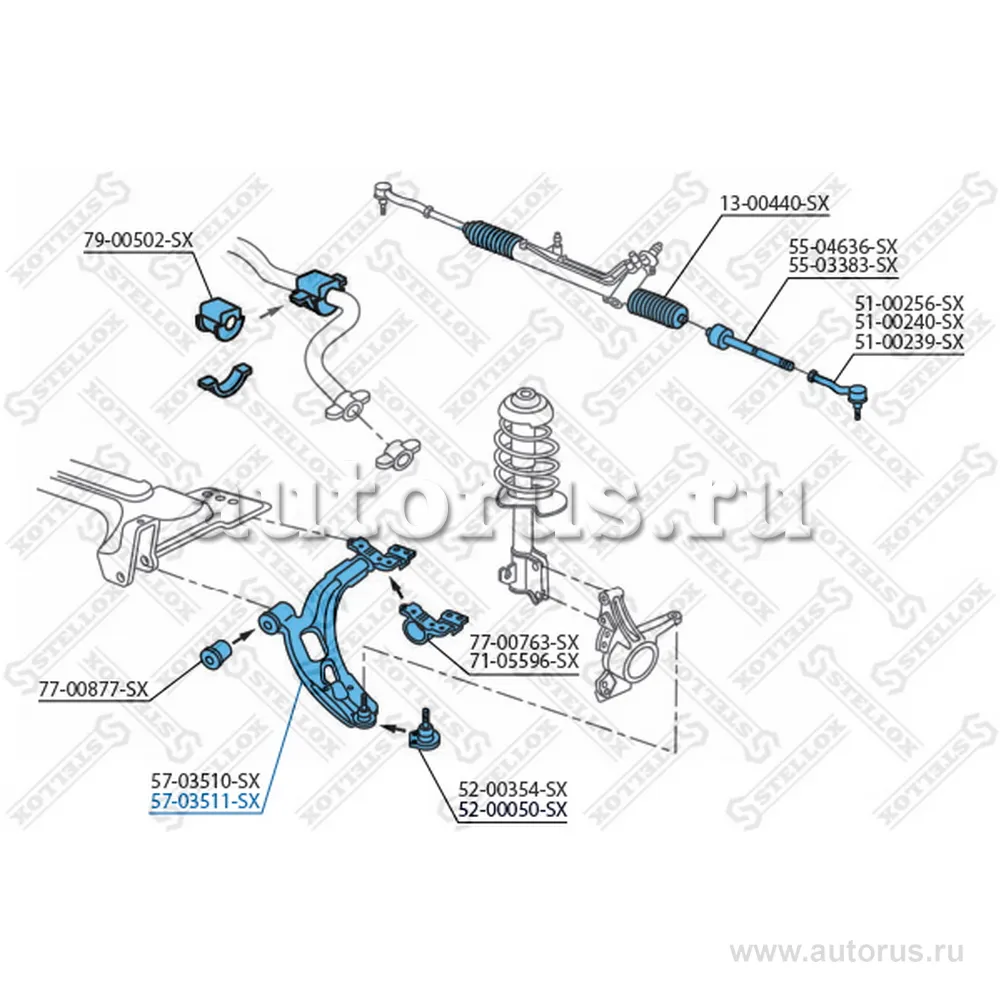 Рычаг правый Fiat Doblo 1.2-1.9D 01> STELLOX 57-03511-SX