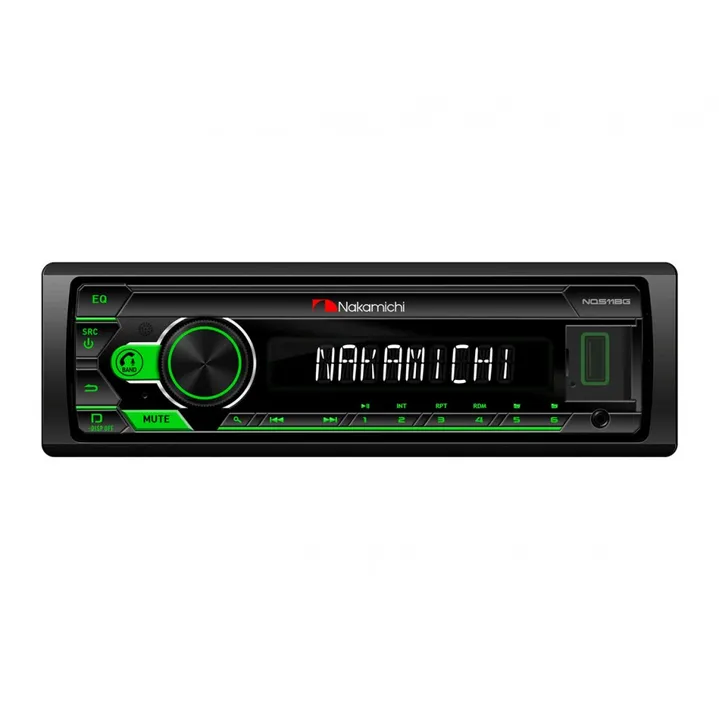 Автомагнитола Nakamichi NQ511BG 1 din, USB, AUX, Bluetooth, 50x4 Вт,зел.