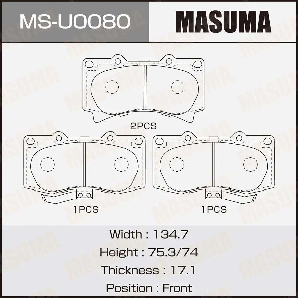 Колодки тормозные HUMMER H3 -10 диск.перед. MASUMA MSU0080
