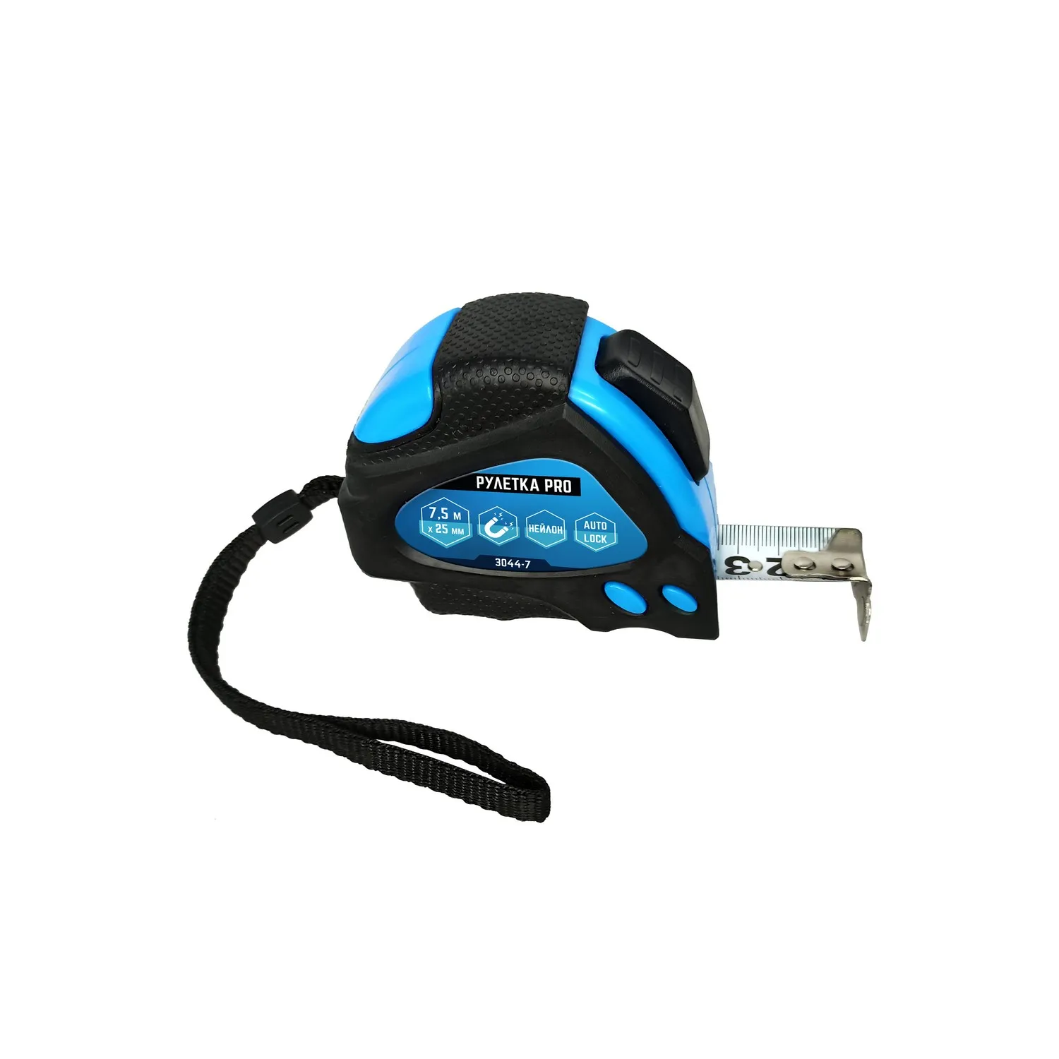 Рулетка нейлон 7.5 x 25 мм + автостоп VertexTools 3044-7