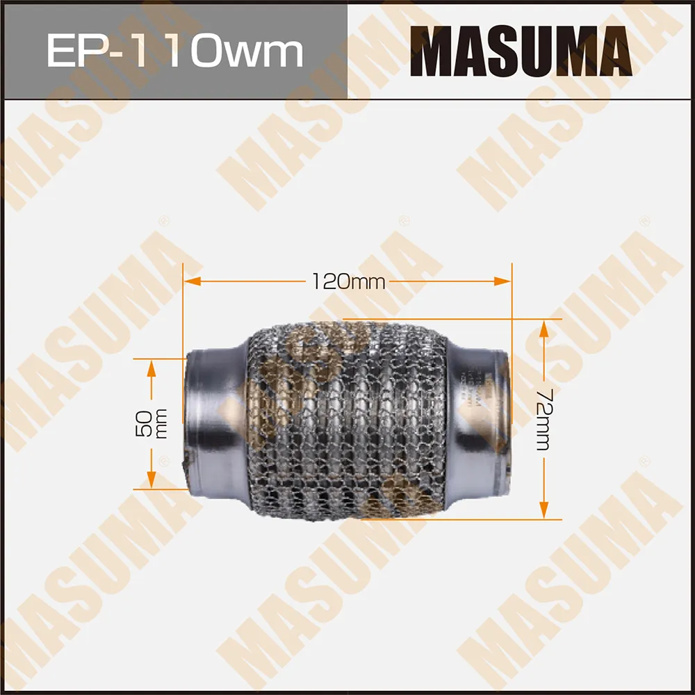 Гофра глушителя 3-х слойная 50х120 3-х слойная, wiremesh, interlock, 50х120 MASUMA EP-110wm