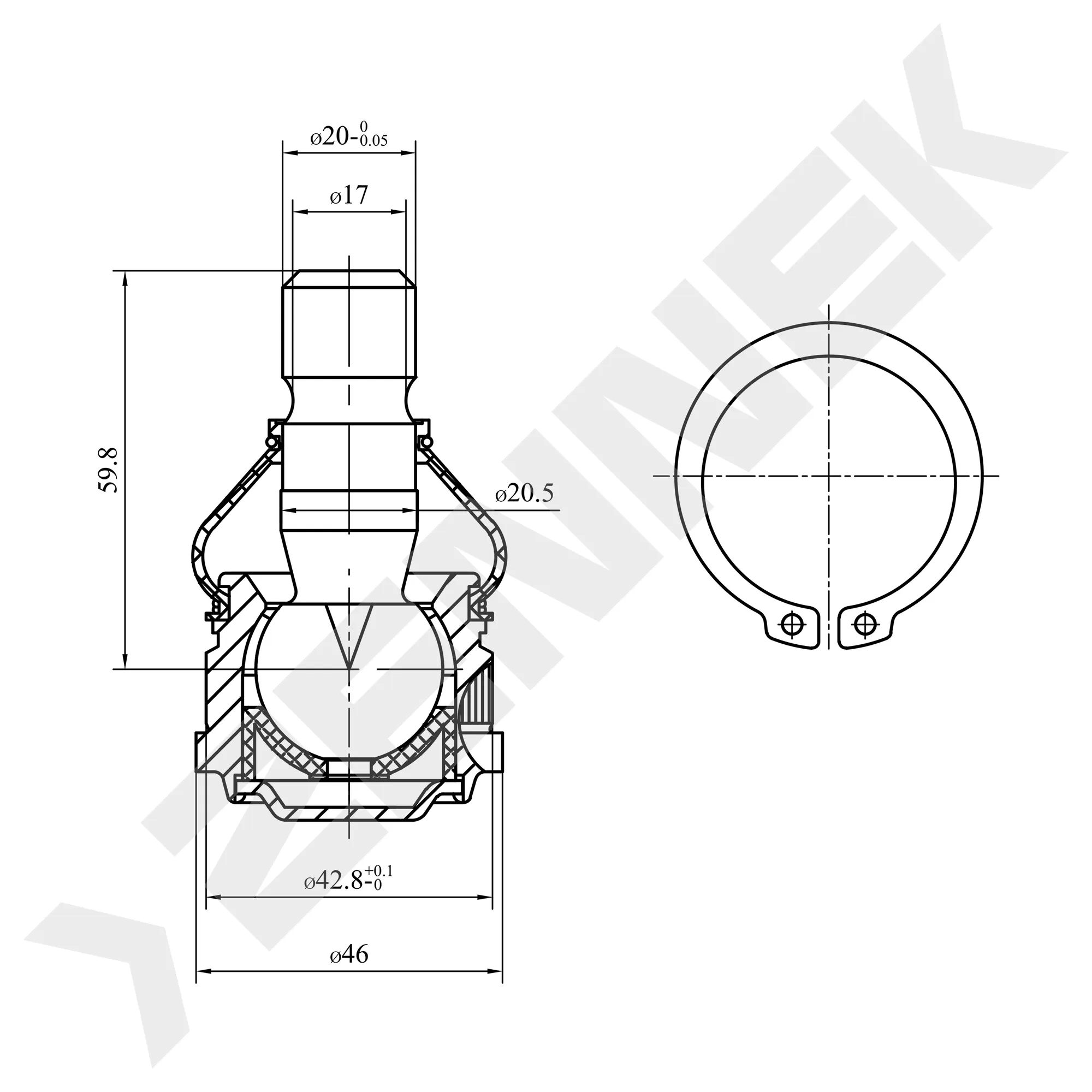Опора шаровая MAZDA CX-5 11-17, 6 GJ,GL 12-16, 3 16-16 ZENNEK DBJ0080