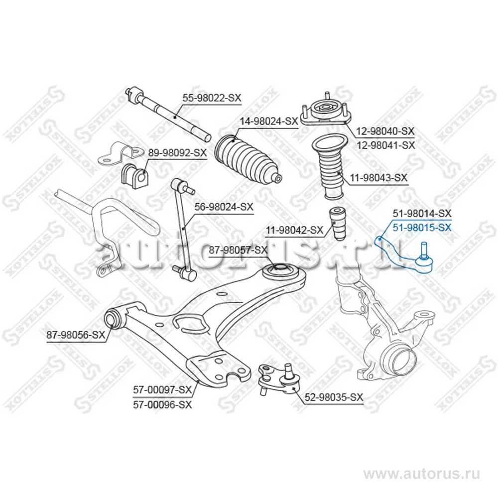 Наконечник рулевой левый Toyota Corolla STELLOX 5198015_SX