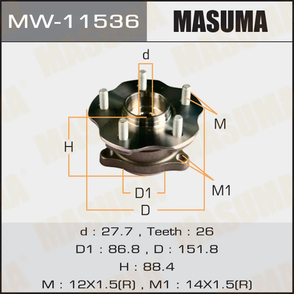 Ступица задняя LEXUS RX200T MASUMA MW-11536